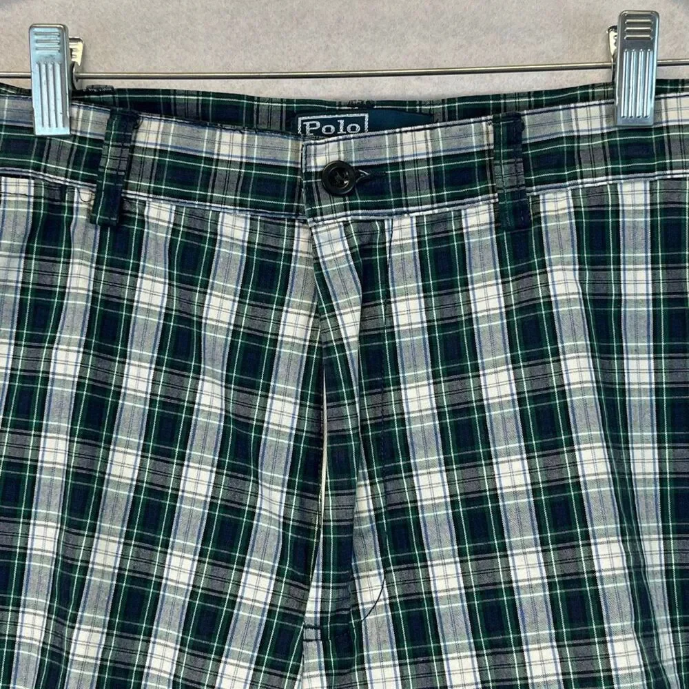 POLO RALPH LAUREN Men’s Shorts 38 Green Plaid Cotton Prospect Casual Golf Preppy